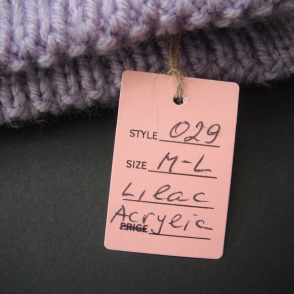 Hand Knitted Hat Toque Adult Size-M-L Acrylic Color Lilac - 029 Hand knit by me - Picture 7 of 8